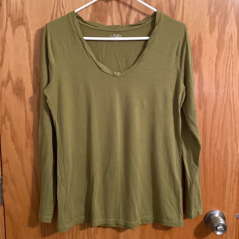 LOFT Long Sleeve Green Shirt
